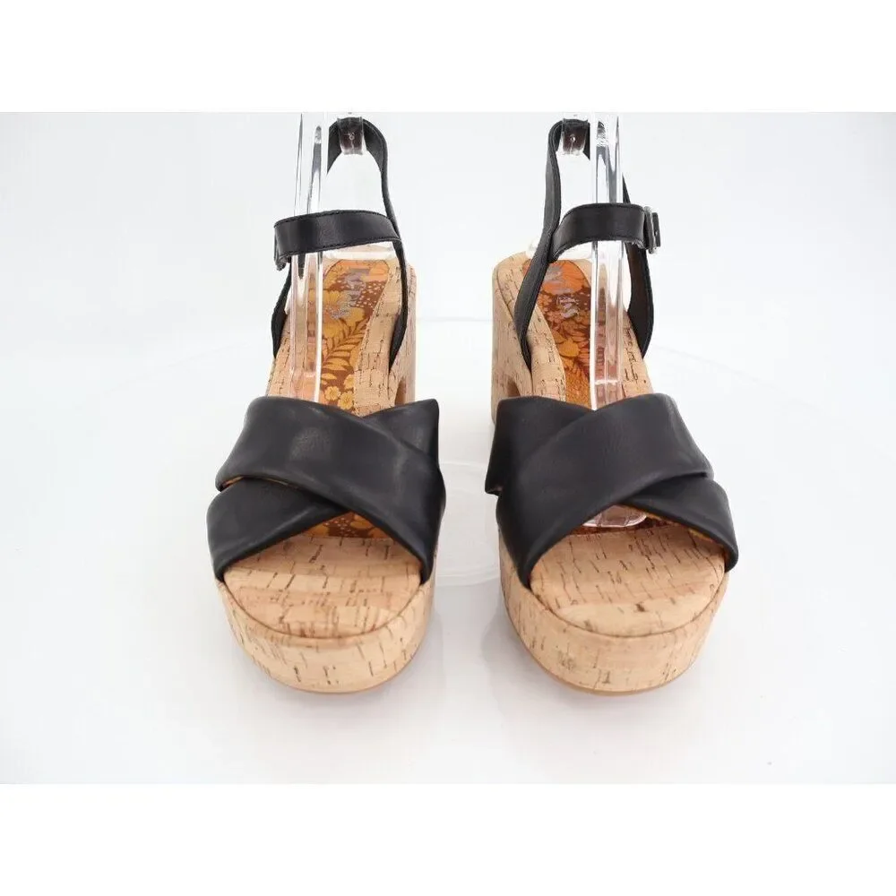 Kork-Ease Korks Calda Sandals Women's 10 Black Platform Chunky Slingback Y2K